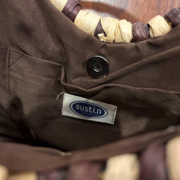 Lot of 2 straw woven bags summer beach aqua tan Capelli Austin Clothing Co. - Picture 6 of 6